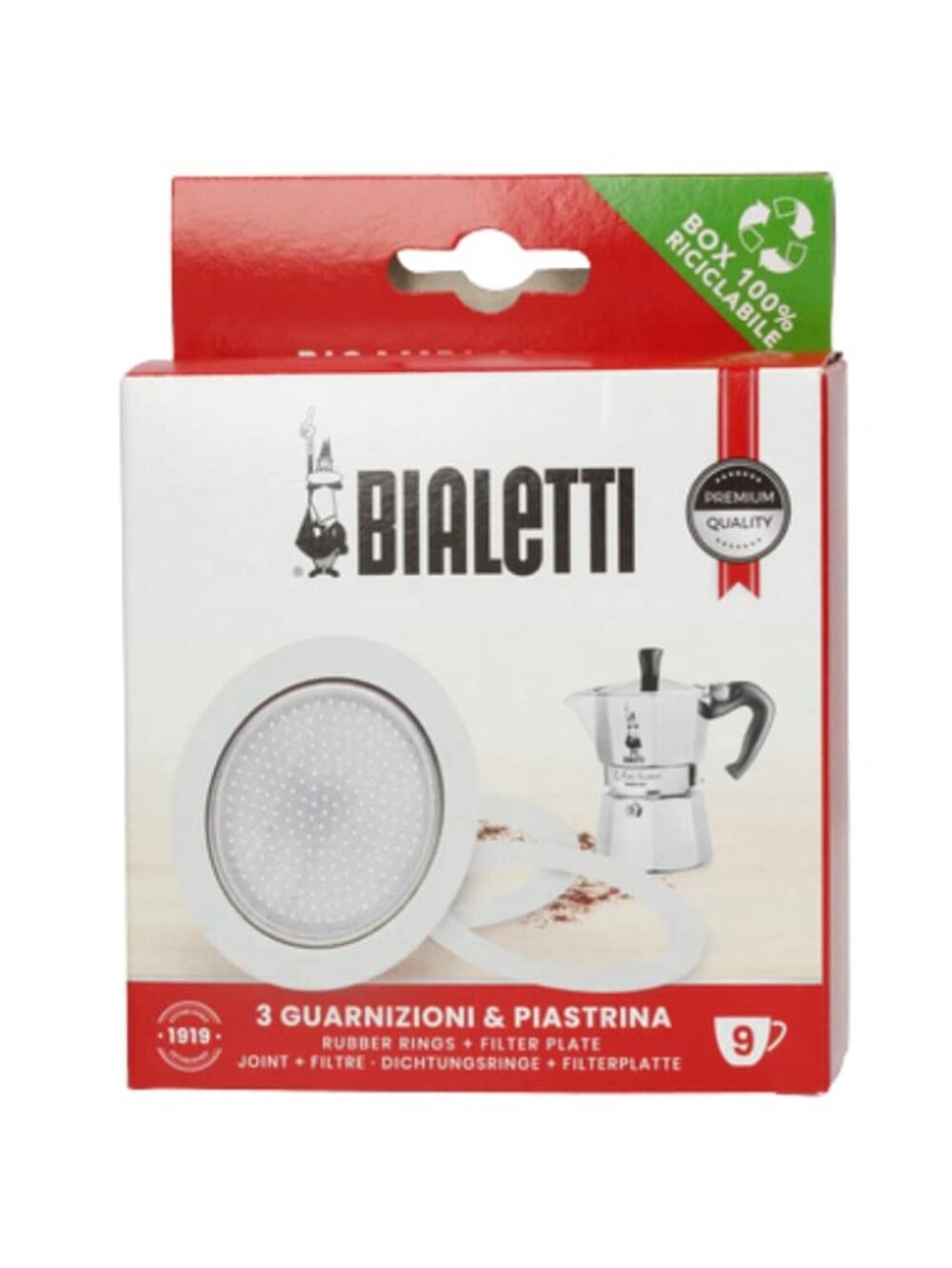 Bialetti BIA640310 Pack of 3 Gaskets + 1 Plate, Tz.9, Stainless Steel